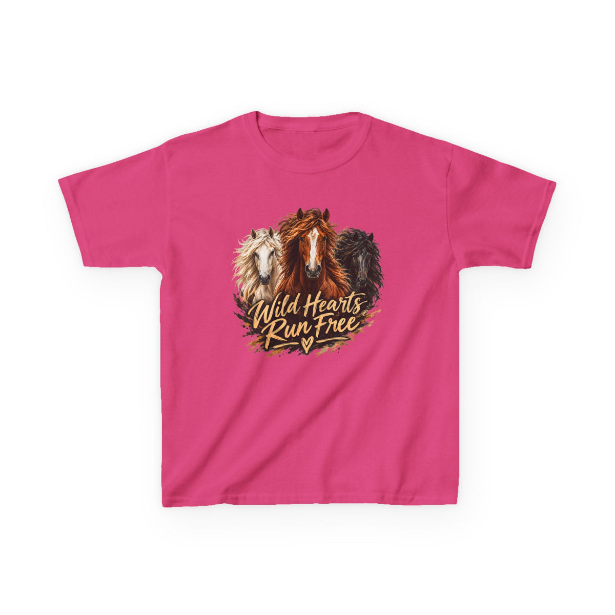 Kids T‑Shirt — Wild Hearts Run Free Horse Graphic Tee