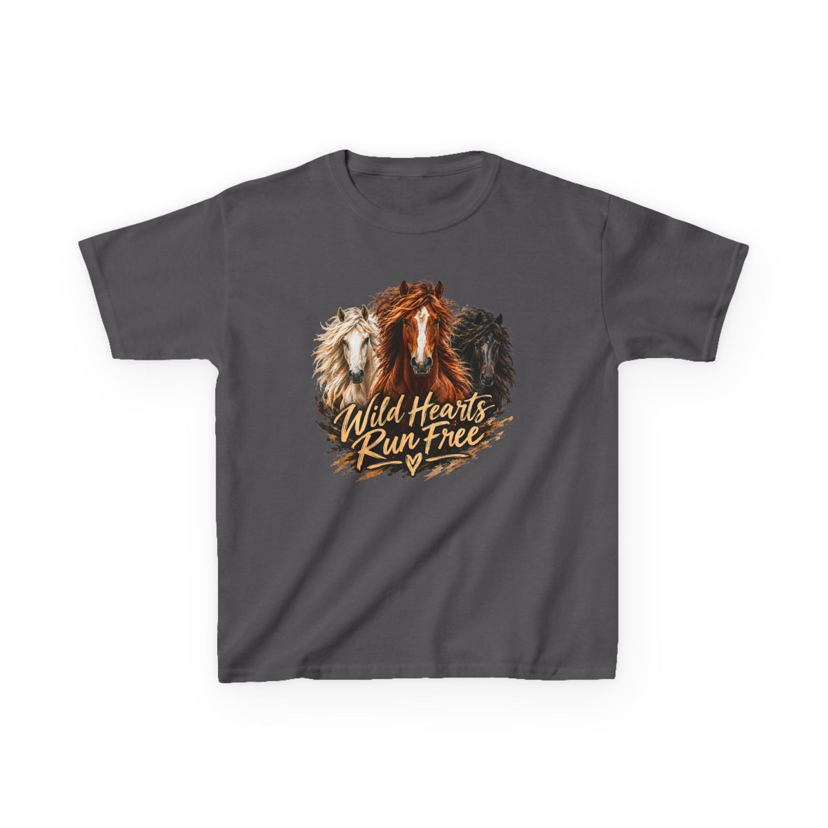 Kids T‑Shirt — Wild Hearts Run Free Horse Graphic Tee