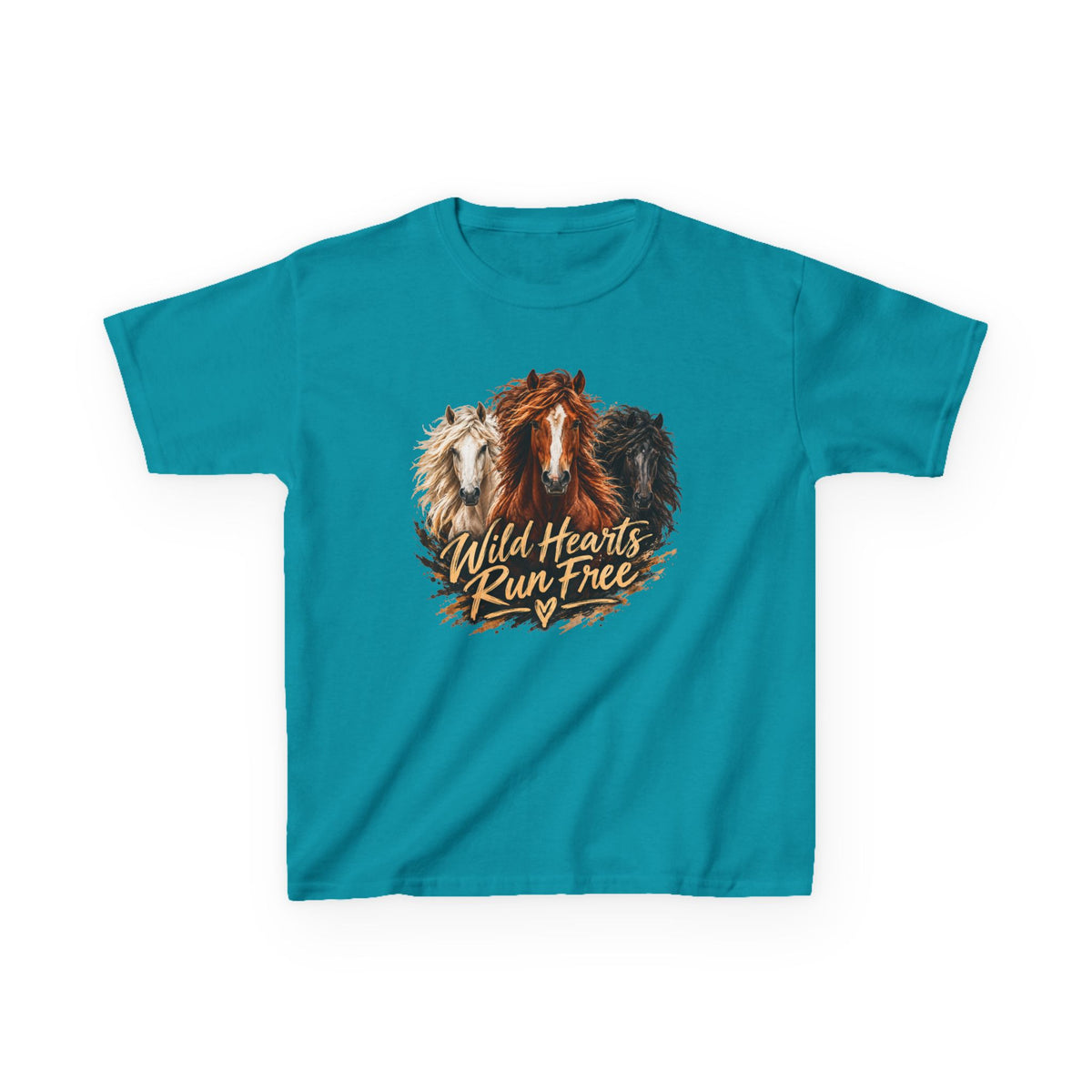 Kids T‑Shirt — Wild Hearts Run Free Horse Graphic Tee
