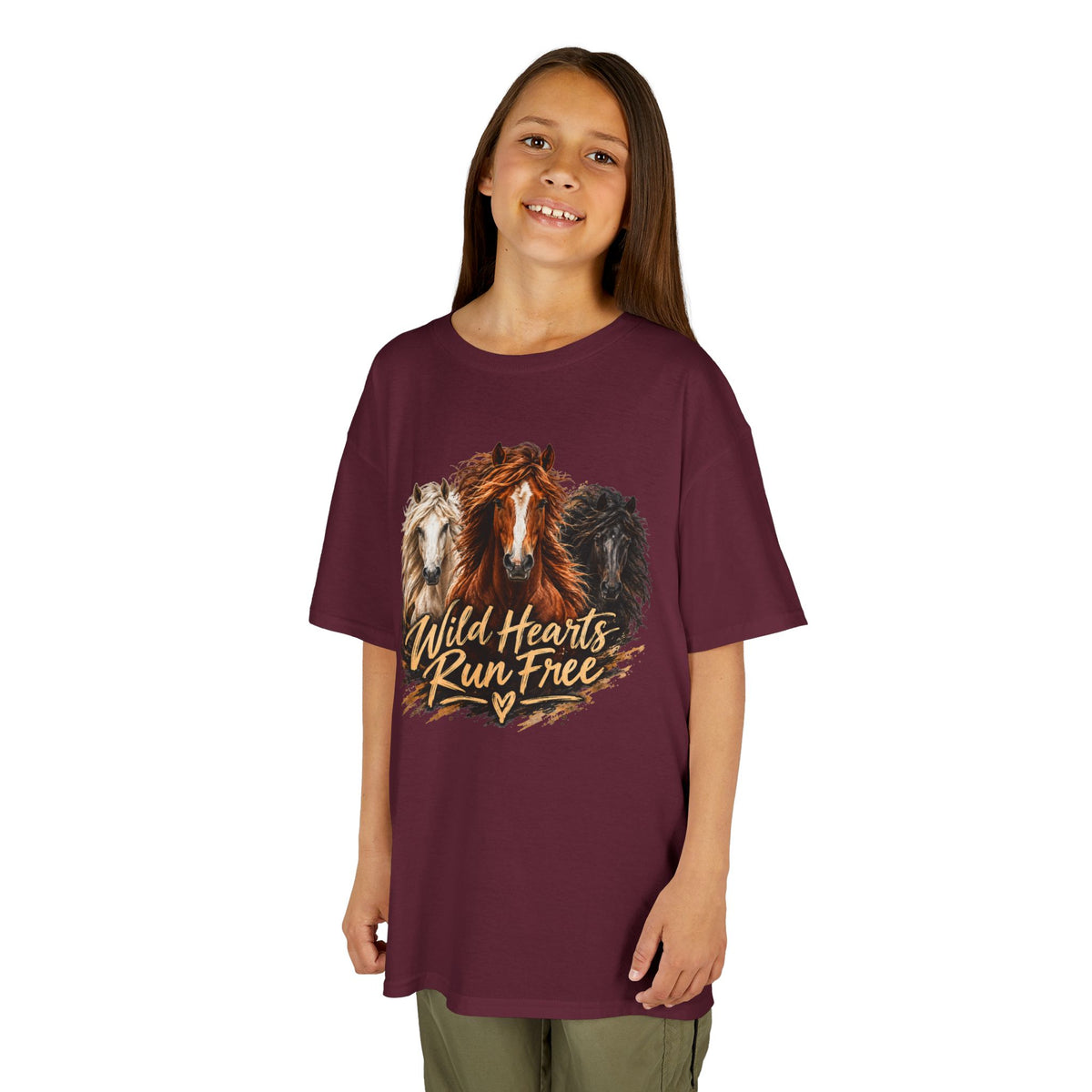 Kids T‑Shirt — Wild Hearts Run Free Horse Graphic Tee