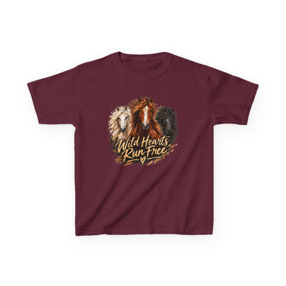 Kids T‑Shirt — Wild Hearts Run Free Horse Graphic Tee