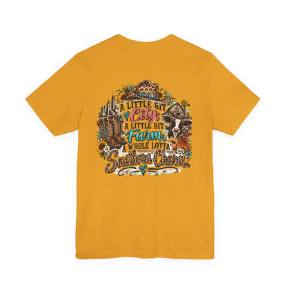 Country Charm Tee – “A Little Bit City, A Little Bit Farm” Graphic T-Shirt