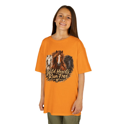 Kids T‑Shirt — Wild Hearts Run Free Horse Graphic Tee