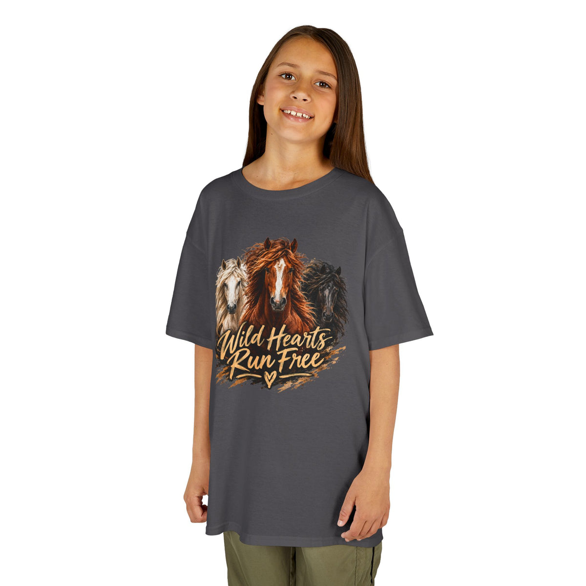 Kids T‑Shirt — Wild Hearts Run Free Horse Graphic Tee