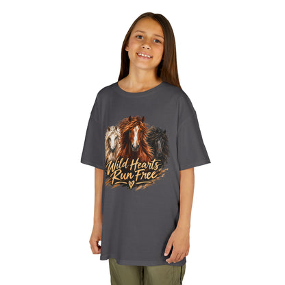 Kids T‑Shirt — Wild Hearts Run Free Horse Graphic Tee