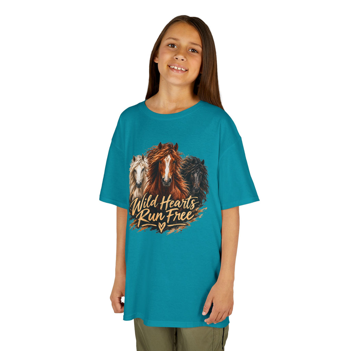 Kids T‑Shirt — Wild Hearts Run Free Horse Graphic Tee