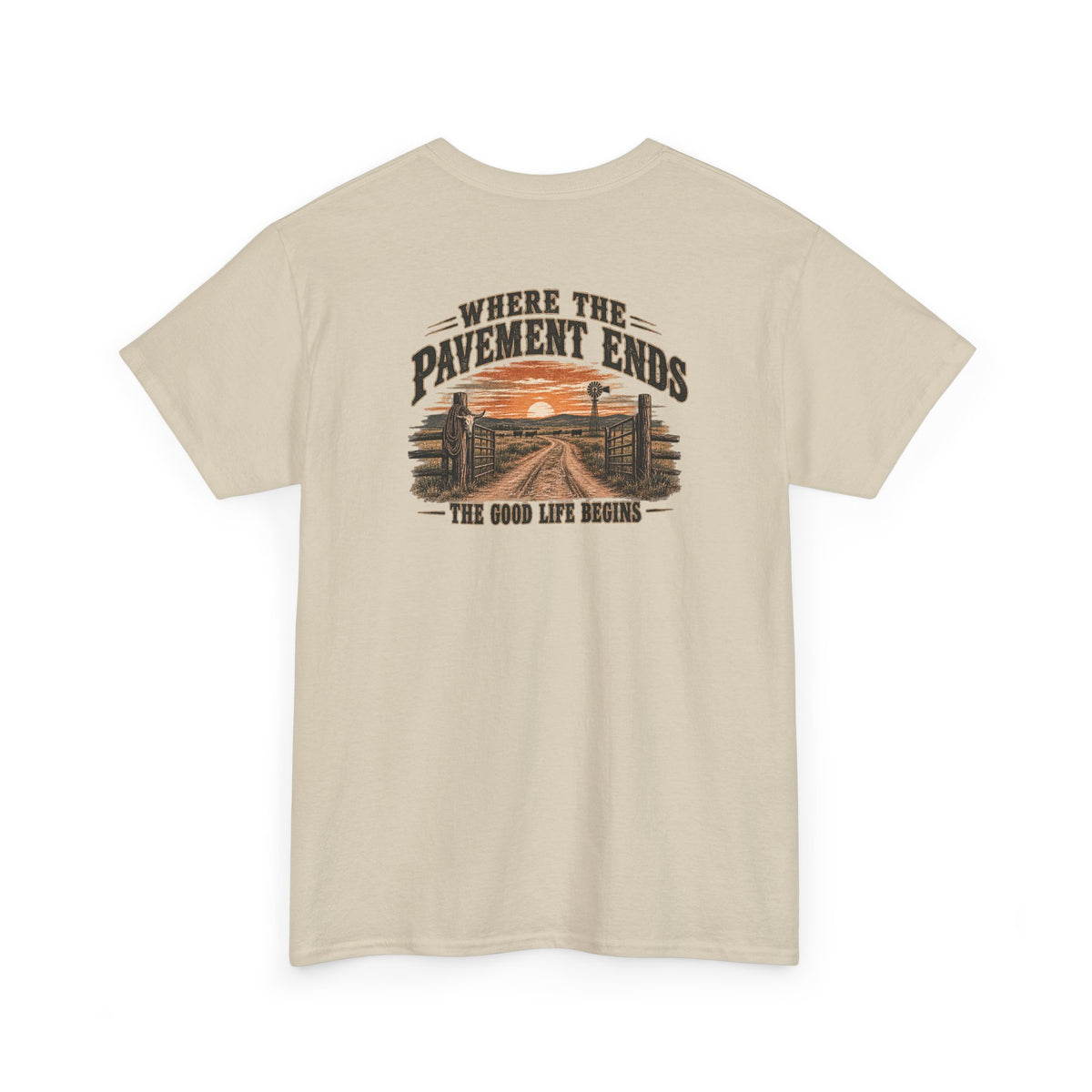 Where the Pavement Ends T-Shirt – Vintage Sunset Off-Road Camping Tee
