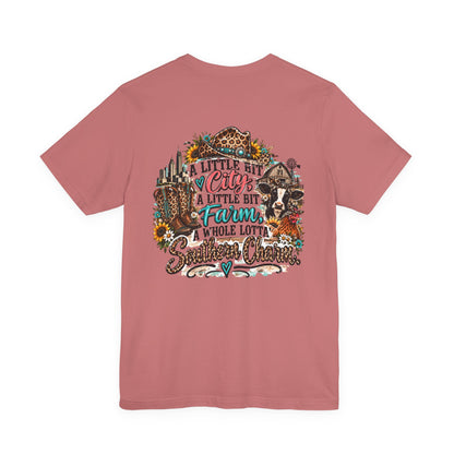 Country Charm Tee – “A Little Bit City, A Little Bit Farm” Graphic T-Shirt